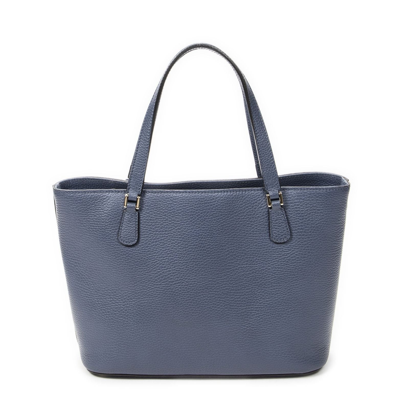 Gucci Interlocking 2-Way Tote Blue Gray Calfskin Leather