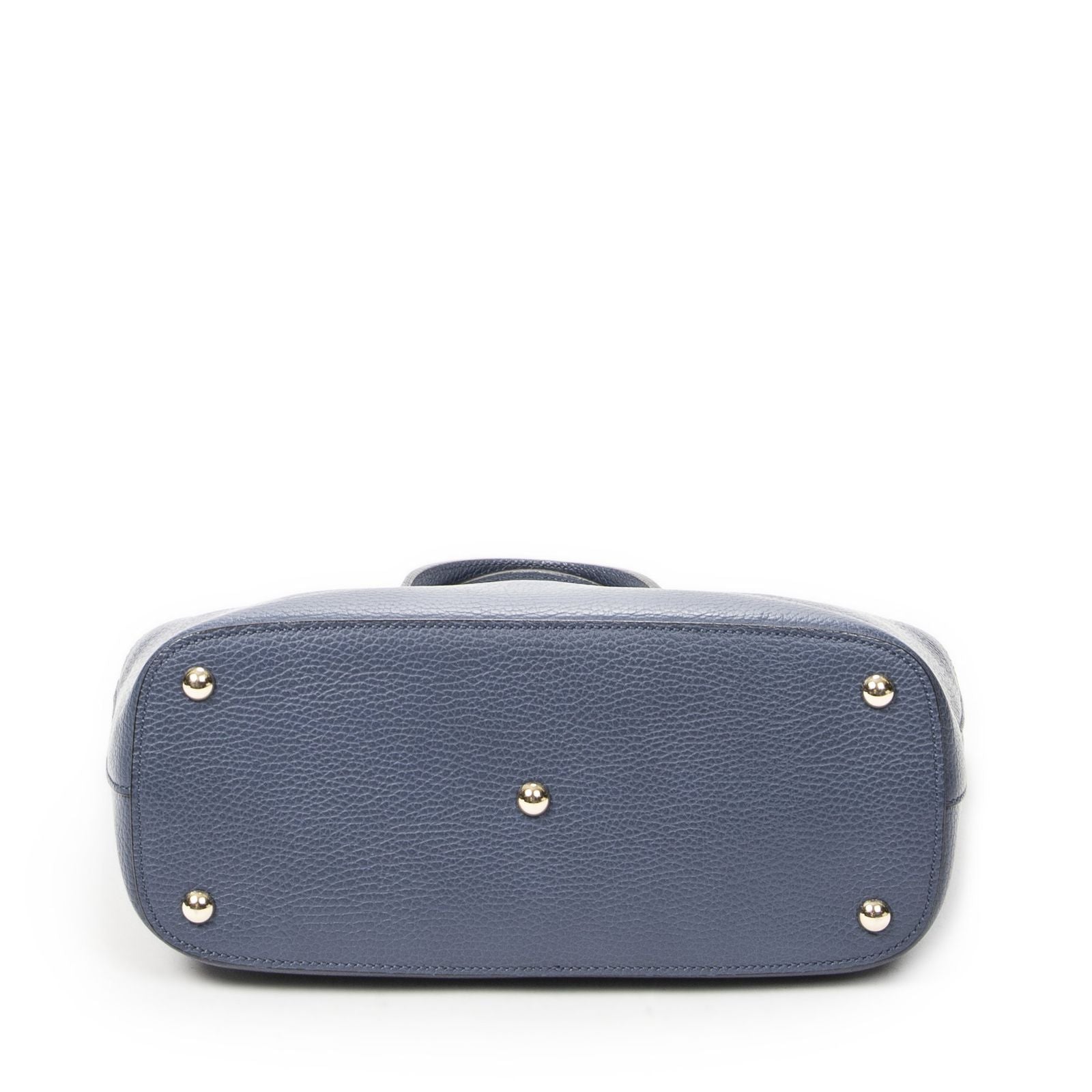 Gucci Interlocking 2-Way Tote Blue Gray Calfskin Leather