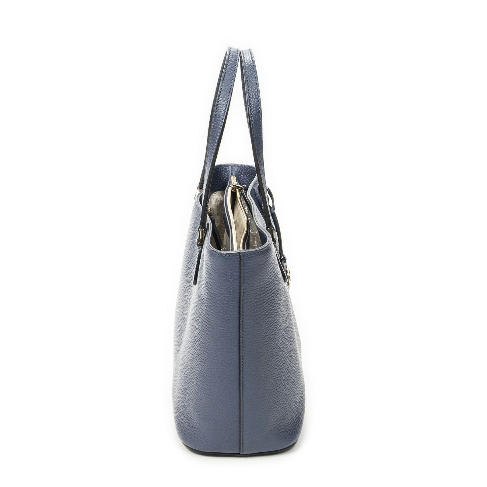 Gucci Interlocking 2-Way Tote Blue Gray Calfskin Leather