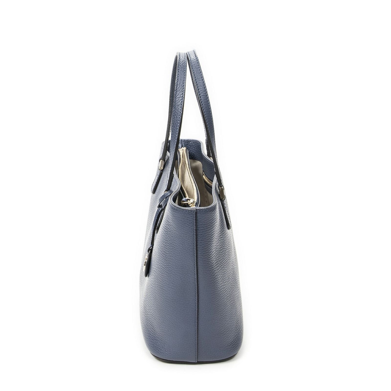 Gucci Interlocking 2-Way Tote Blue Gray Calfskin Leather