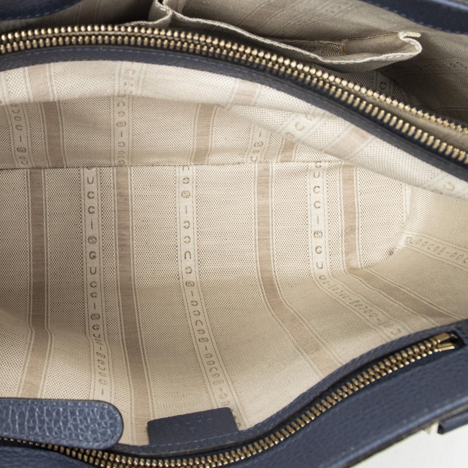 Gucci Interlocking 2-Way Tote Blue Gray Calfskin Leather