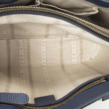 Gucci Interlocking 2-Way Tote Blue Gray Calfskin Leather