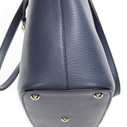 Gucci Interlocking 2-Way Tote Blue Gray Calfskin Leather