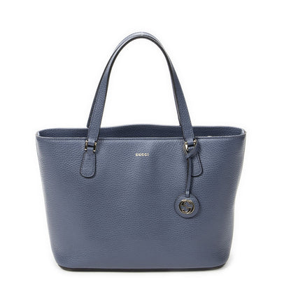 Gucci Interlocking 2-Way Tote Blue Gray Calfskin Leather
