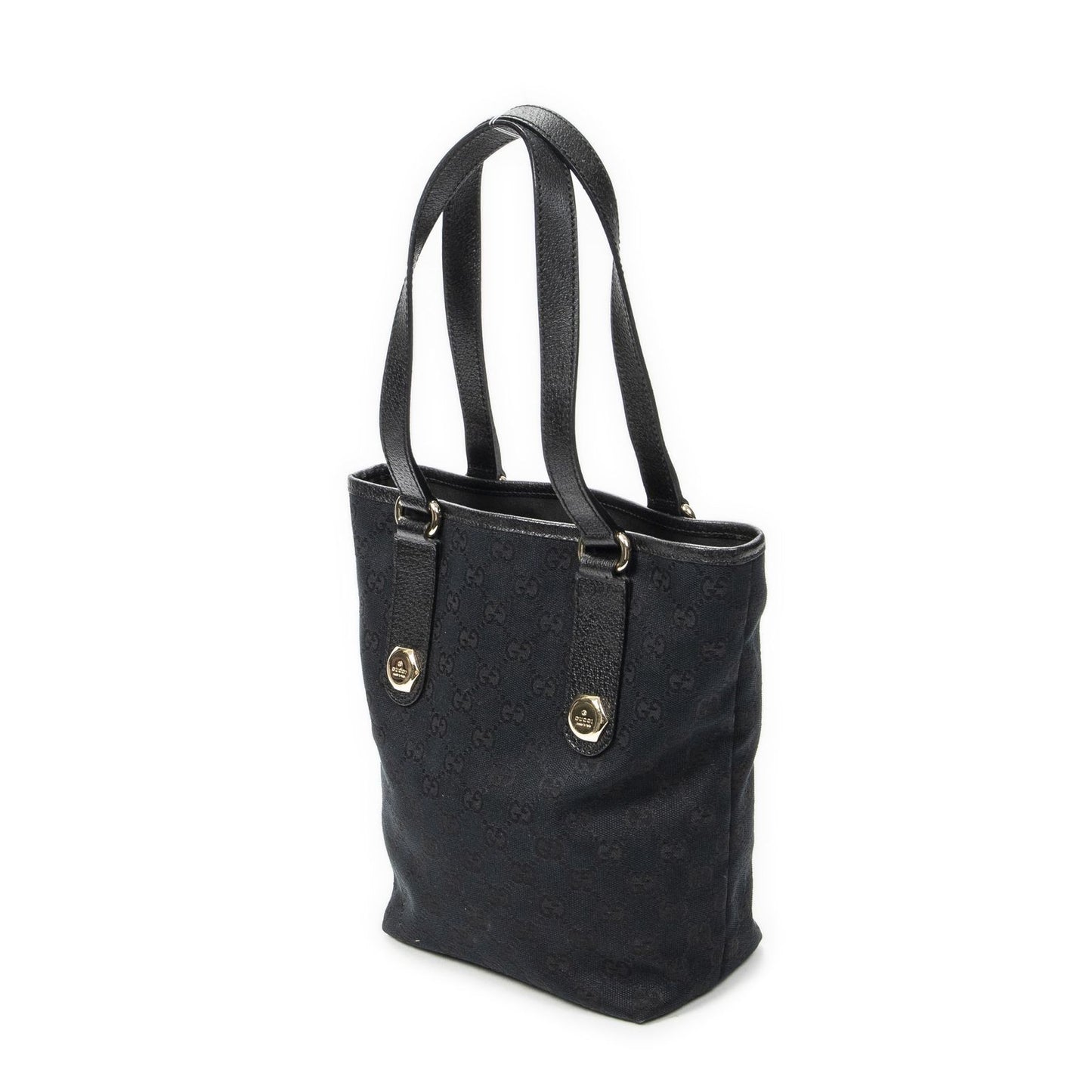 Gucci Charmy Bucket Tote Black GG Canvas