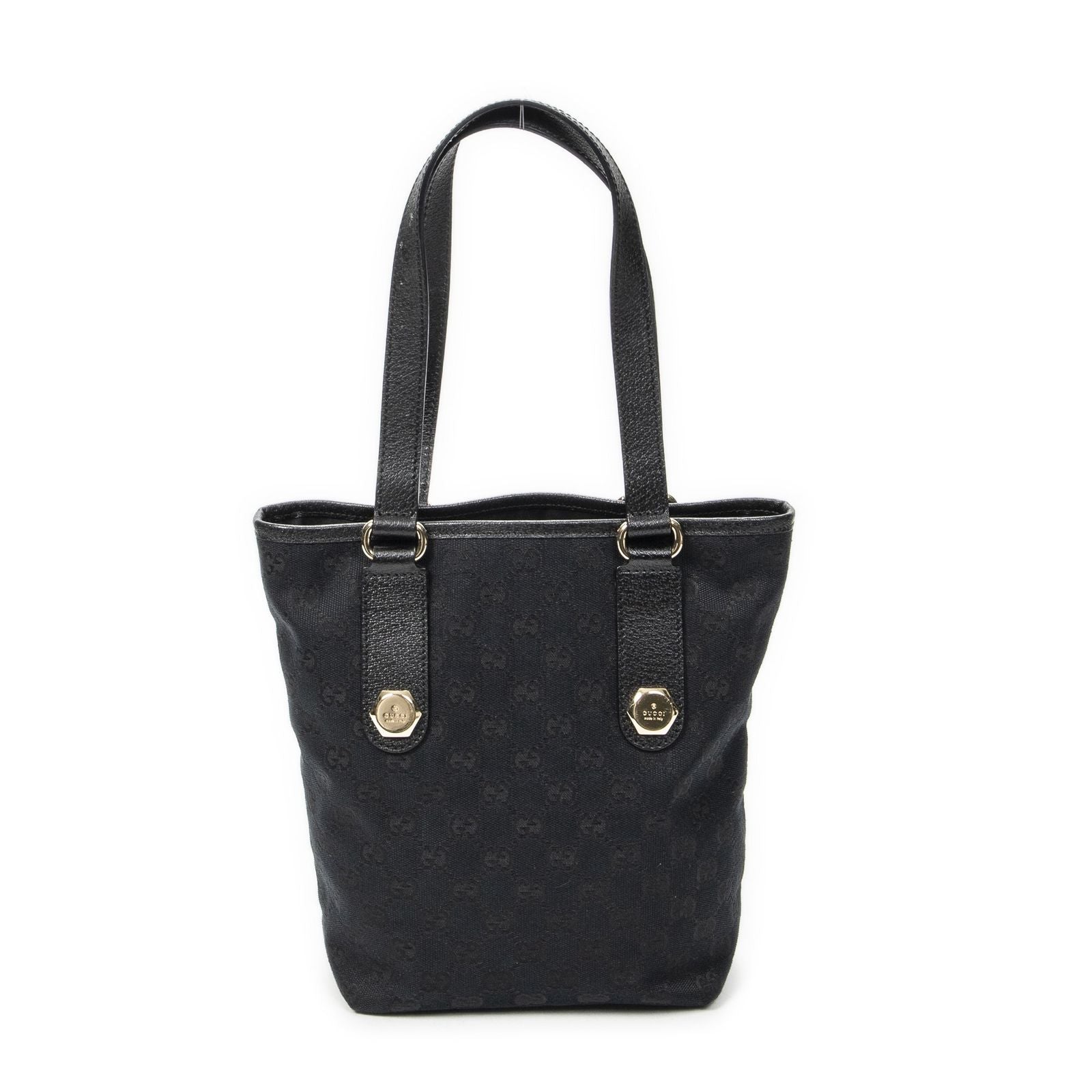Gucci Charmy Bucket Tote Black GG Canvas