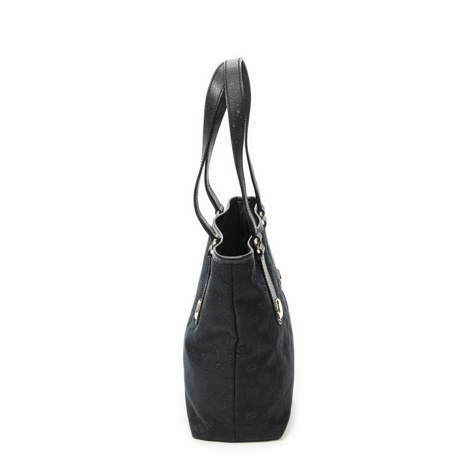Gucci Charmy Bucket Tote Black GG Canvas