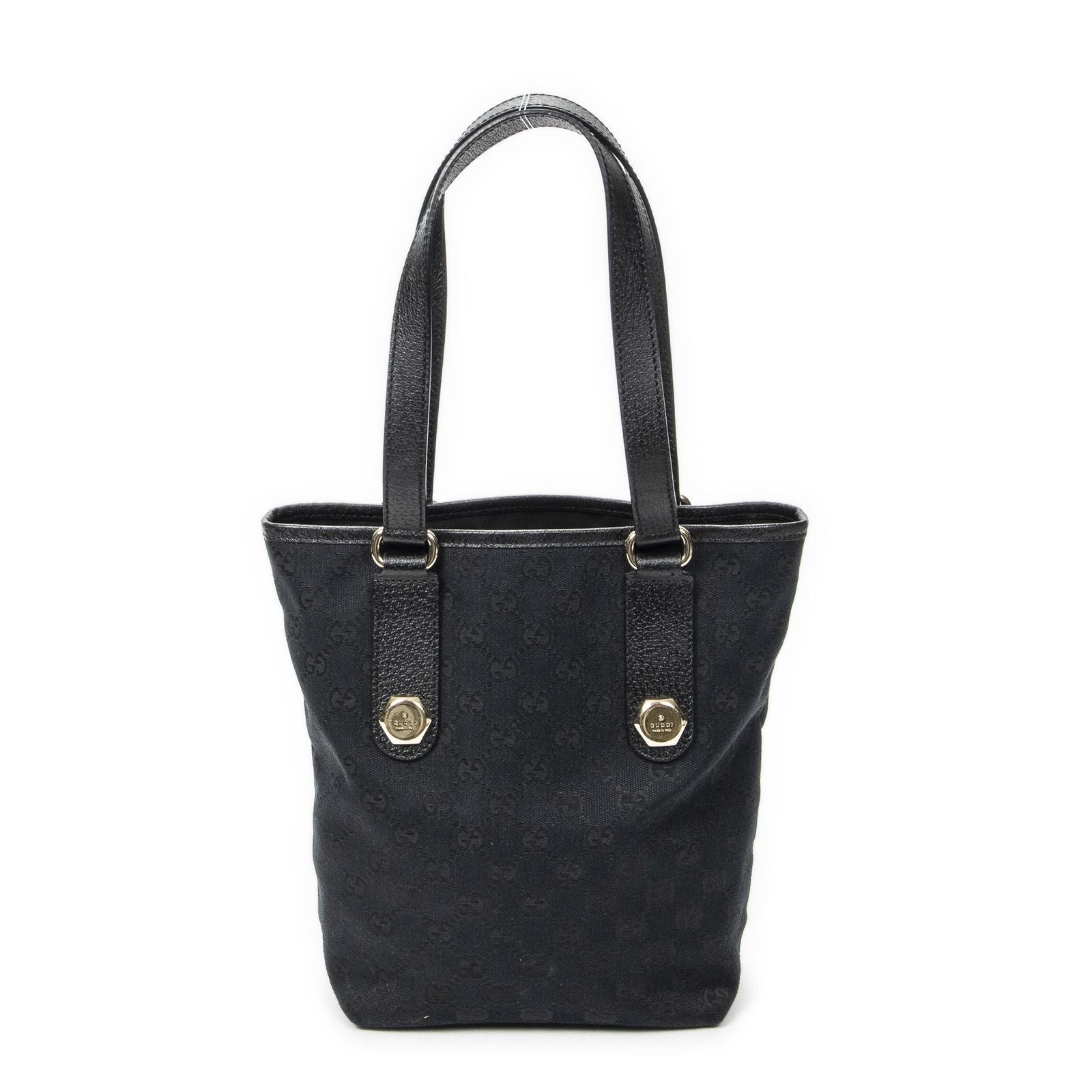 Gucci Charmy Bucket Tote Black GG Canvas