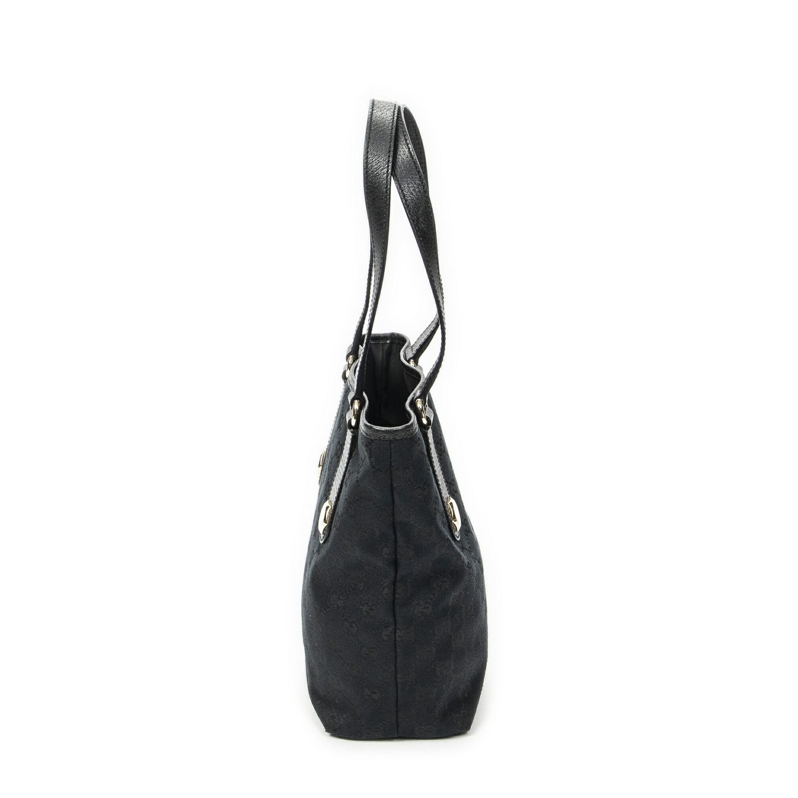 Gucci Charmy Bucket Tote Black GG Canvas