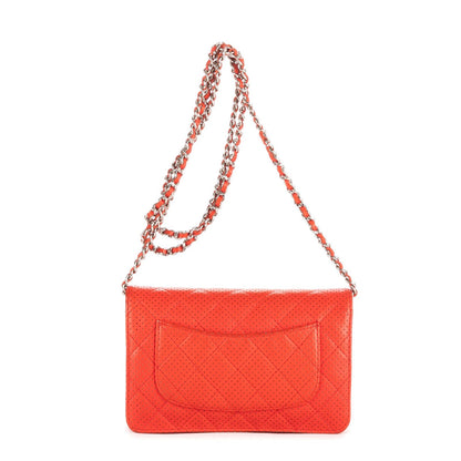 Chanel Chain Wallet Red Quilted Perfo Leather