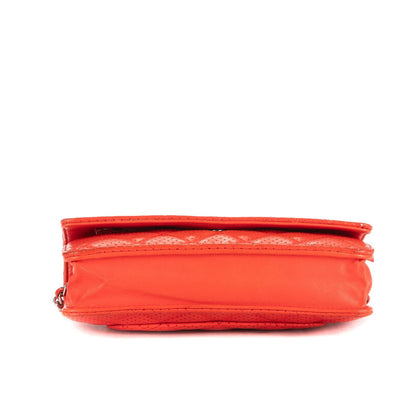 Chanel Chain Wallet Red Quilted Perfo Leather