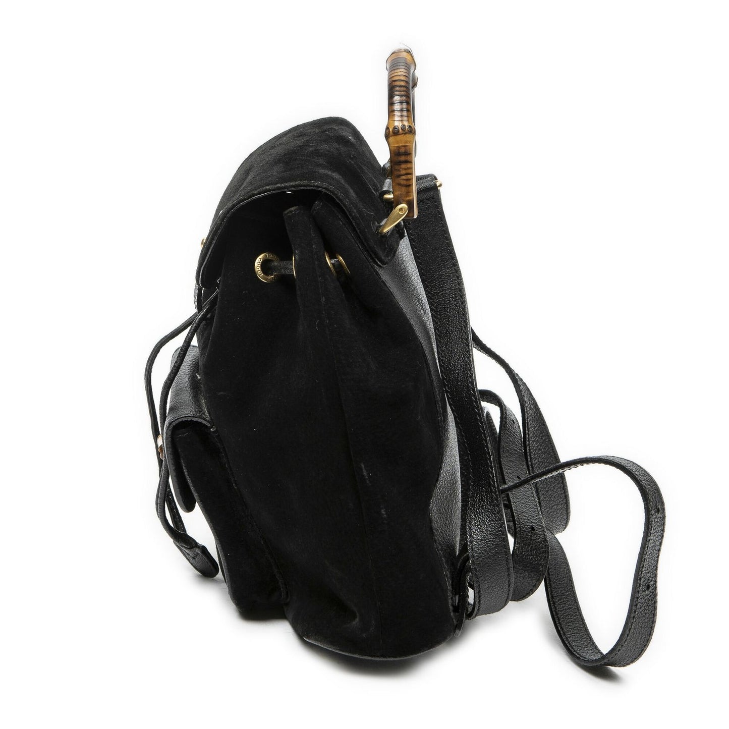 Gucci Mini Bamboo Backpack Sac Black Suede Leather
