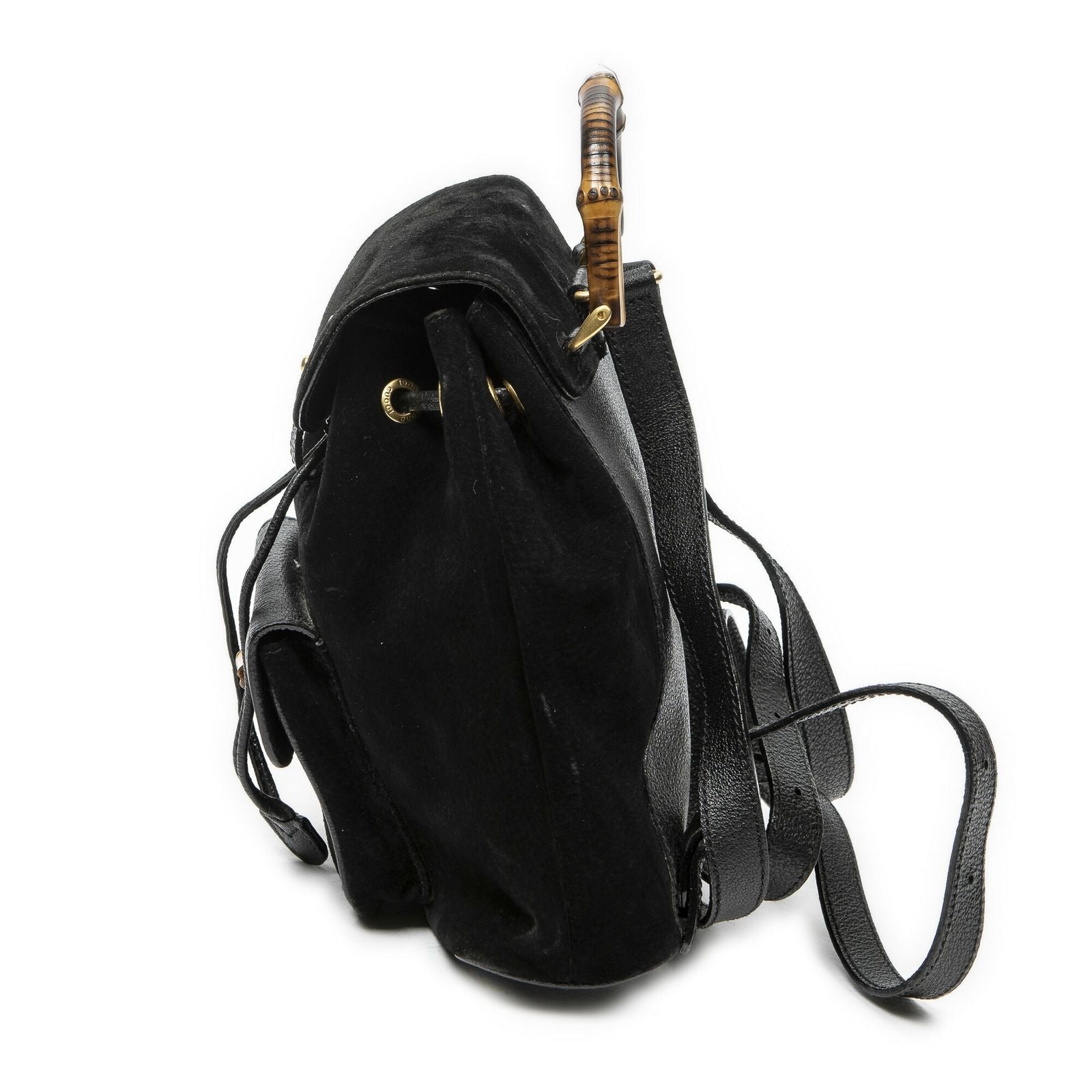 Gucci Mini Bamboo Backpack Sac Black Suede Leather