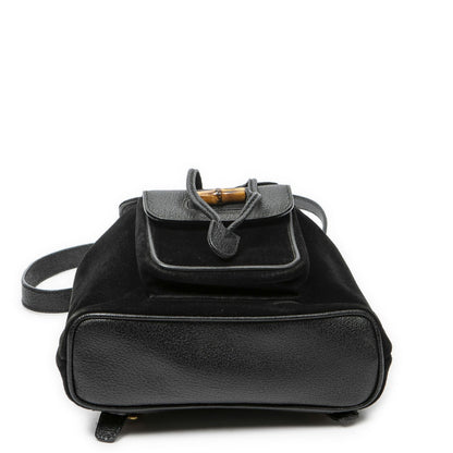 Gucci Mini Bamboo Backpack Sac Black Suede Leather
