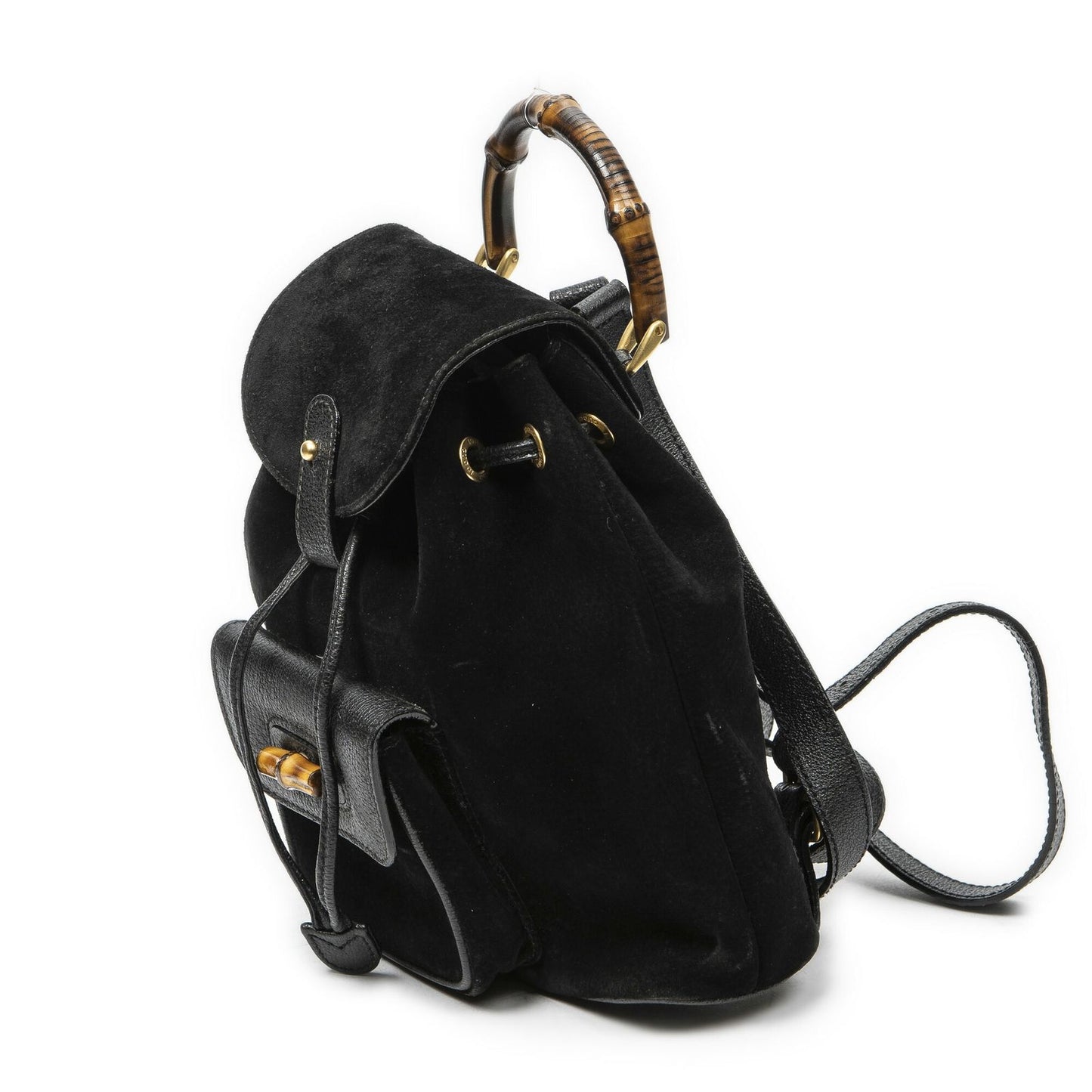 Gucci Mini Bamboo Backpack Sac Black Suede Leather