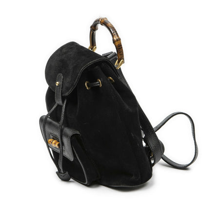 Gucci Mini Bamboo Backpack Sac Black Suede Leather
