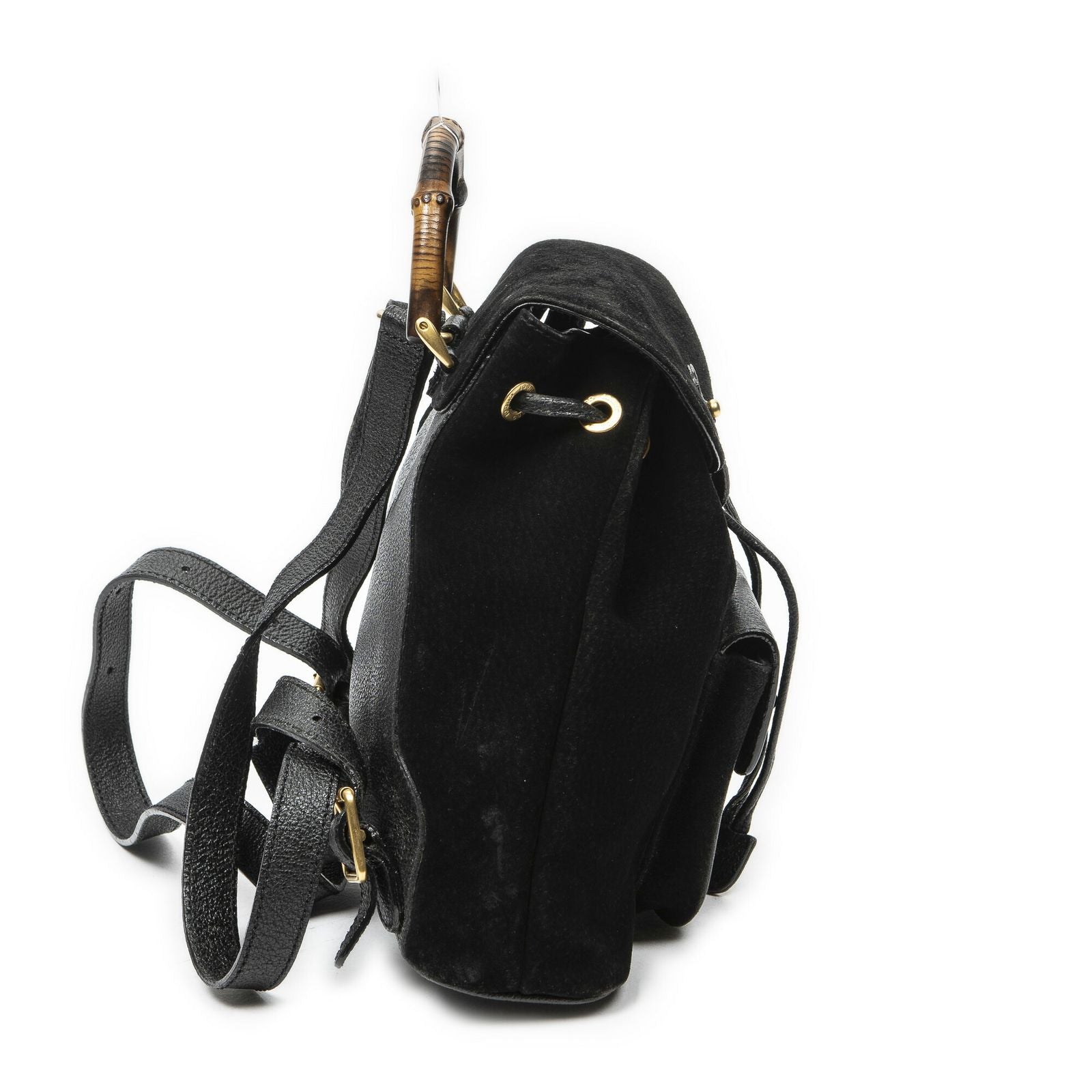 Gucci Mini Bamboo Backpack Sac Black Suede Leather