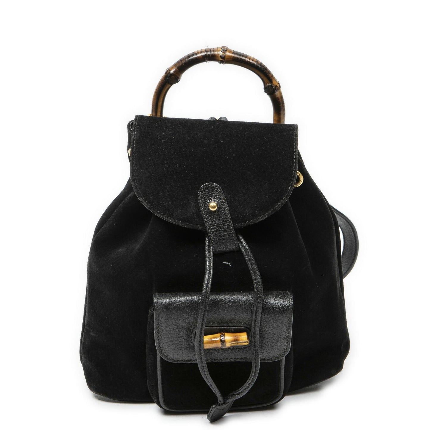 Gucci Mini Bamboo Backpack Sac Black Suede Leather