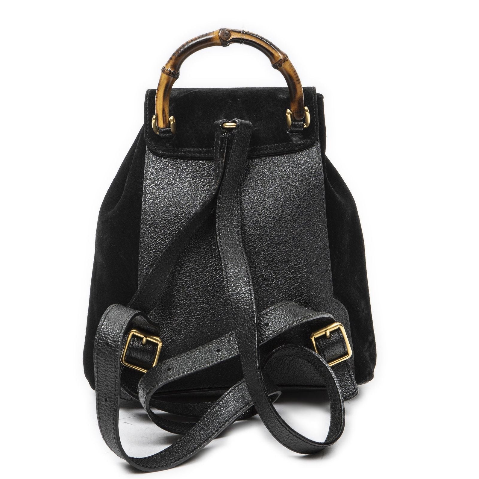 Gucci Mini Bamboo Backpack Sac Black Suede Leather