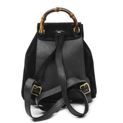 Gucci Mini Bamboo Backpack Sac Black Suede Leather