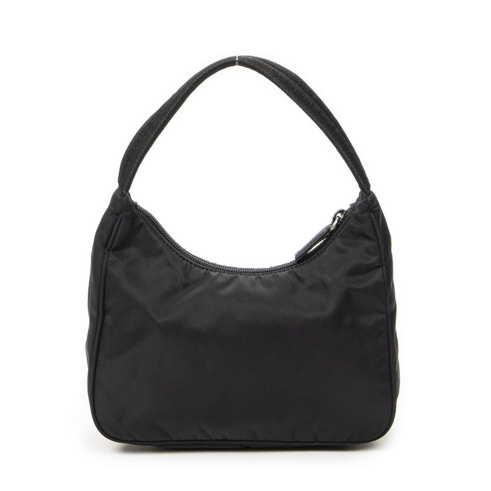 Prada Vintage Mini Zip Hobo Black Nylon Canvas