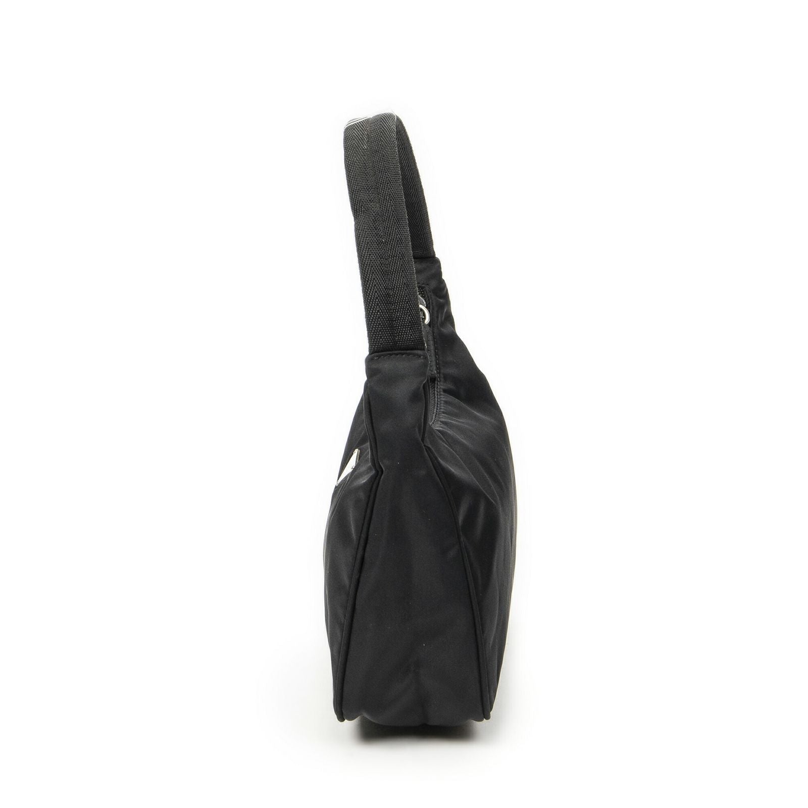 Prada Vintage Mini Zip Hobo Black Nylon Canvas