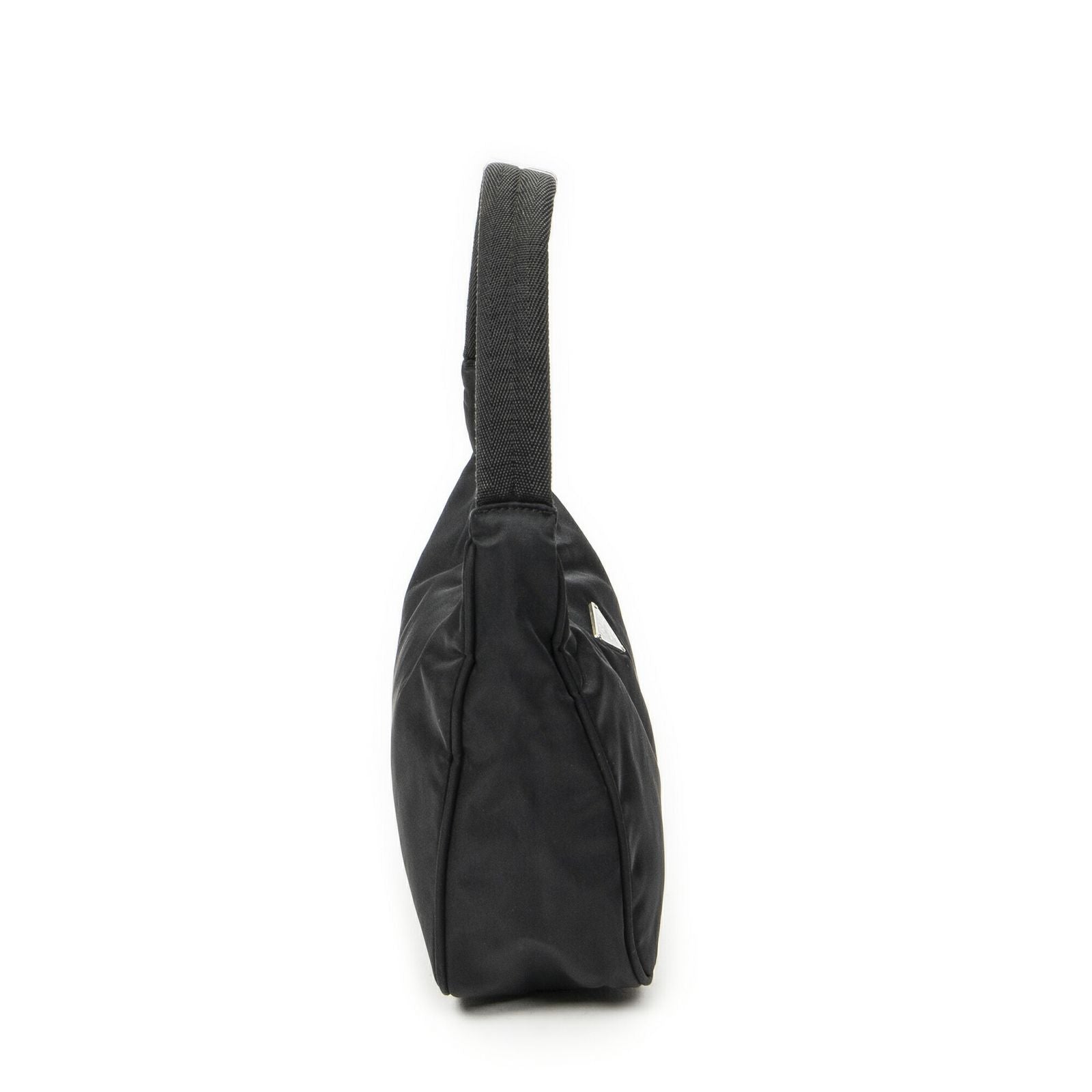 Prada Vintage Mini Zip Hobo Black Nylon Canvas