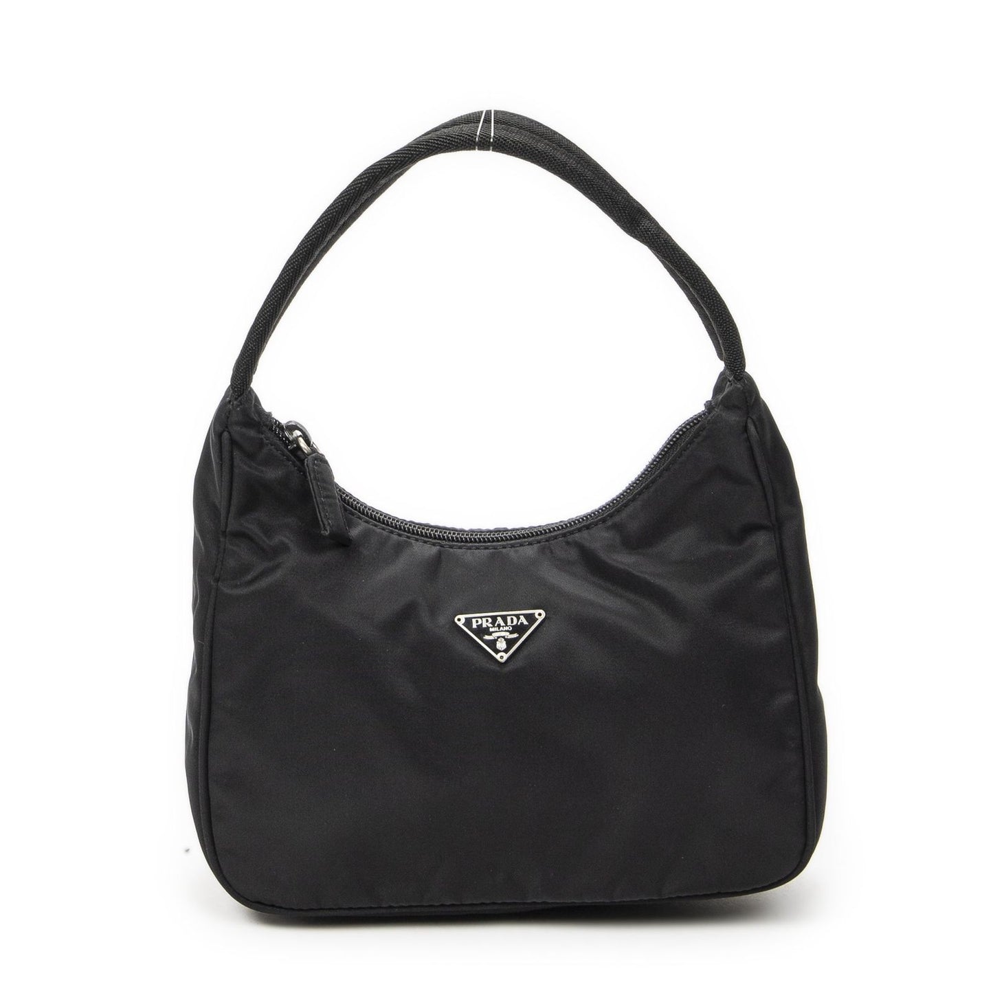 Prada Vintage Mini Zip Hobo Black Nylon Canvas