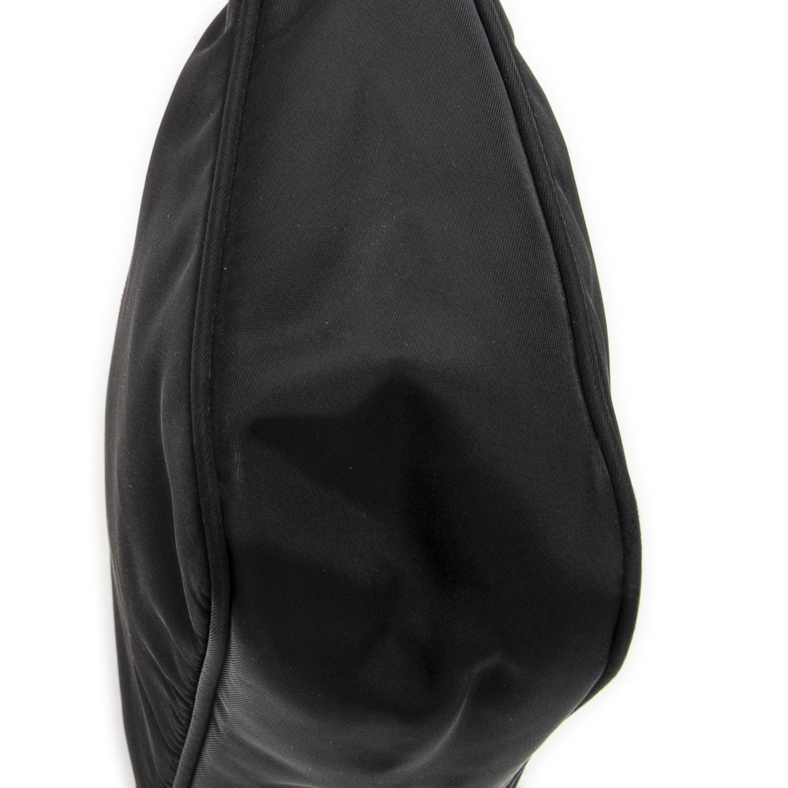 Prada Vintage Mini Zip Hobo Black Nylon Canvas