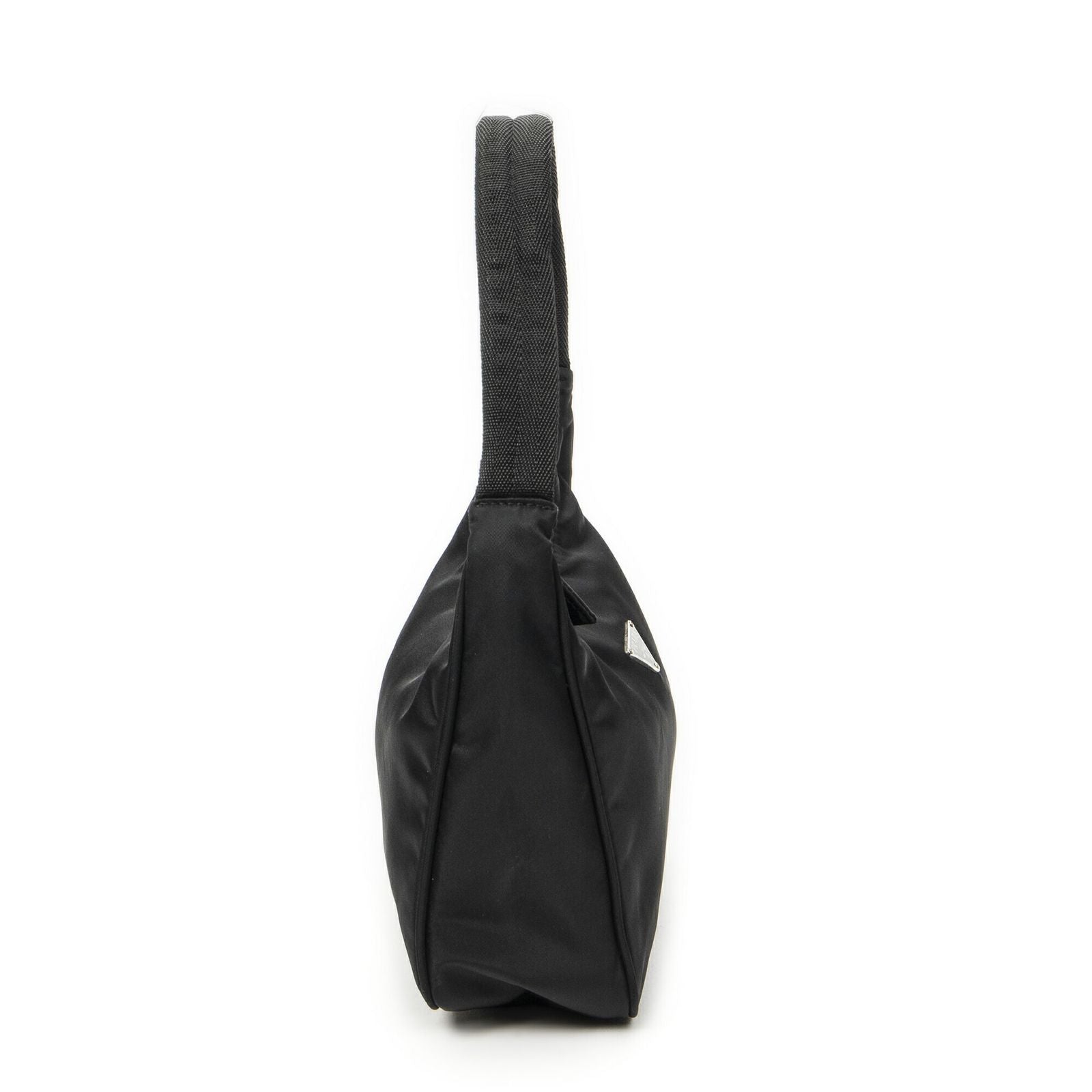 Prada Vintage Mini Zip Hobo Black Nylon Canvas
