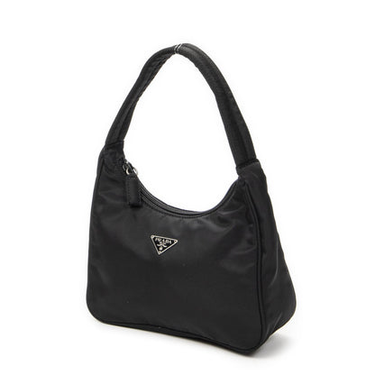 Prada Vintage Mini Zip Hobo Black Nylon Canvas
