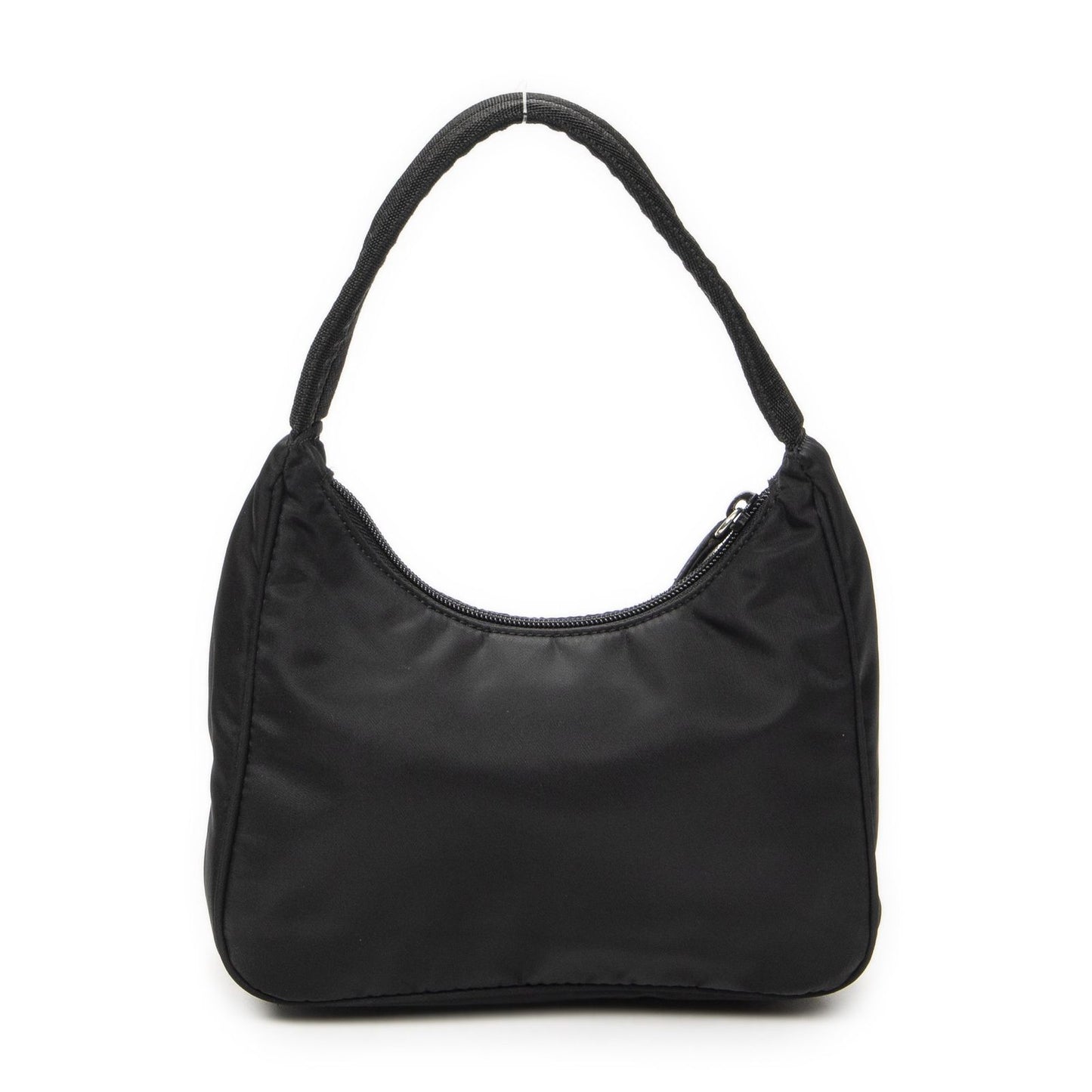 Prada Vintage Mini Zip Hobo Black Nylon Canvas