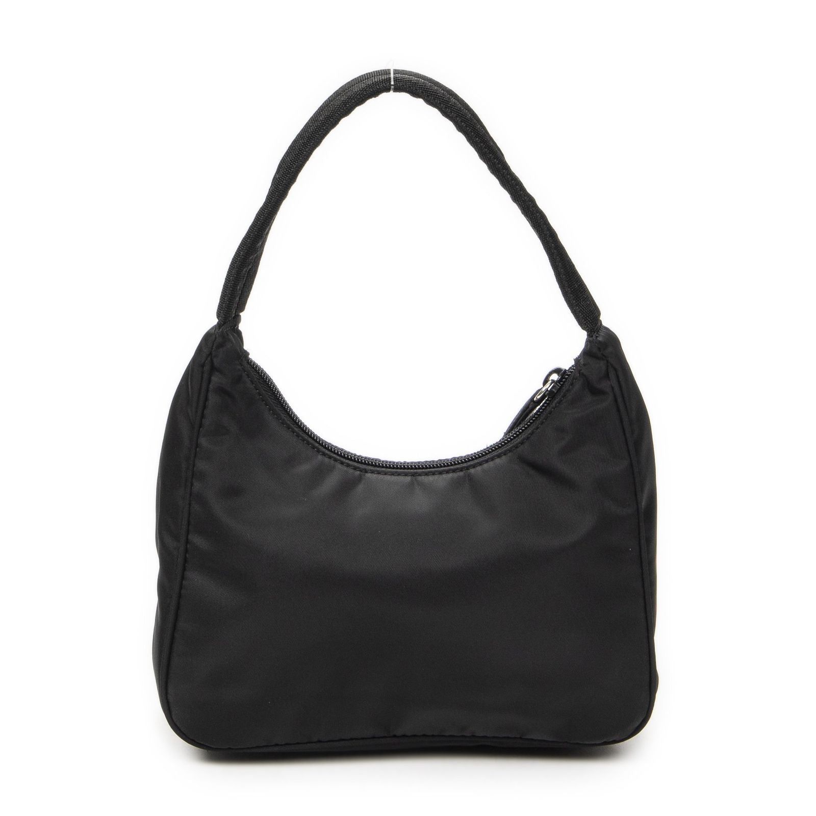 Prada Vintage Mini Zip Hobo Black Nylon Canvas