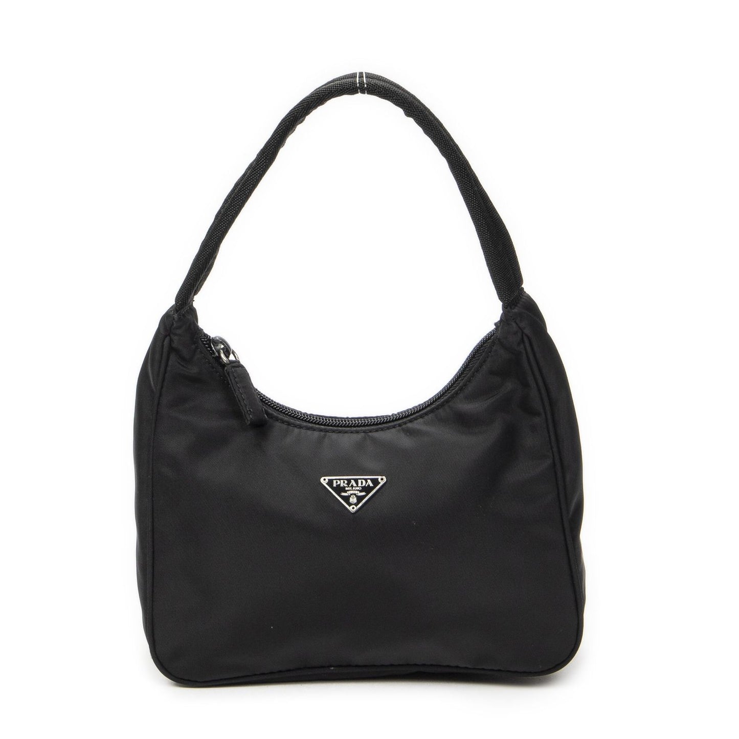 Prada Vintage Mini Zip Hobo Black Nylon Canvas