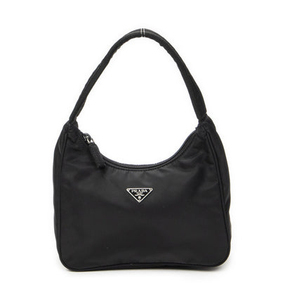 Prada Vintage Mini Zip Hobo Black Nylon Canvas