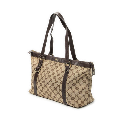 Gucci Abbey Zip Tote Beige Brown GG Canvas