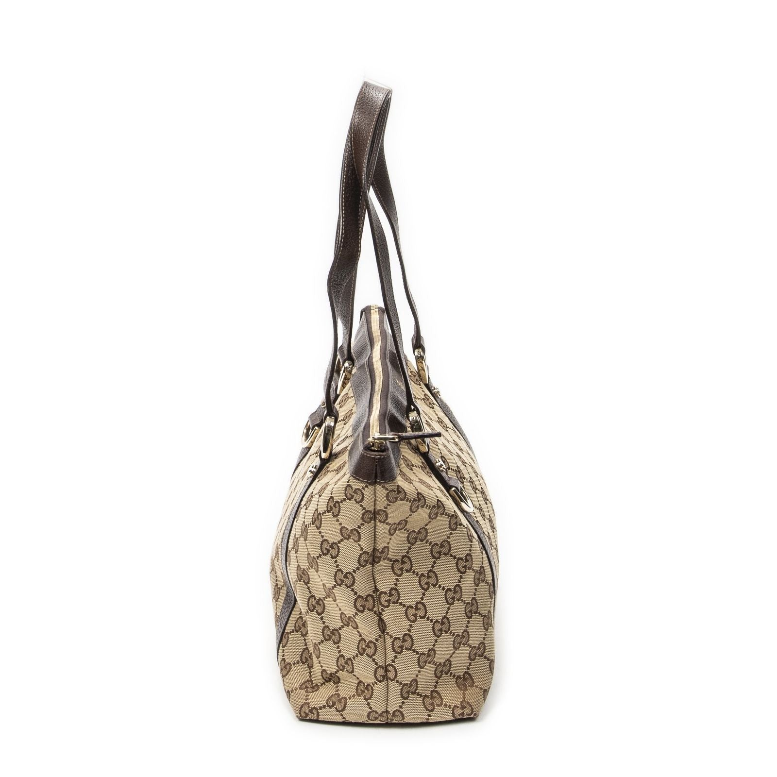 Gucci Abbey Zip Tote Beige Brown GG Canvas