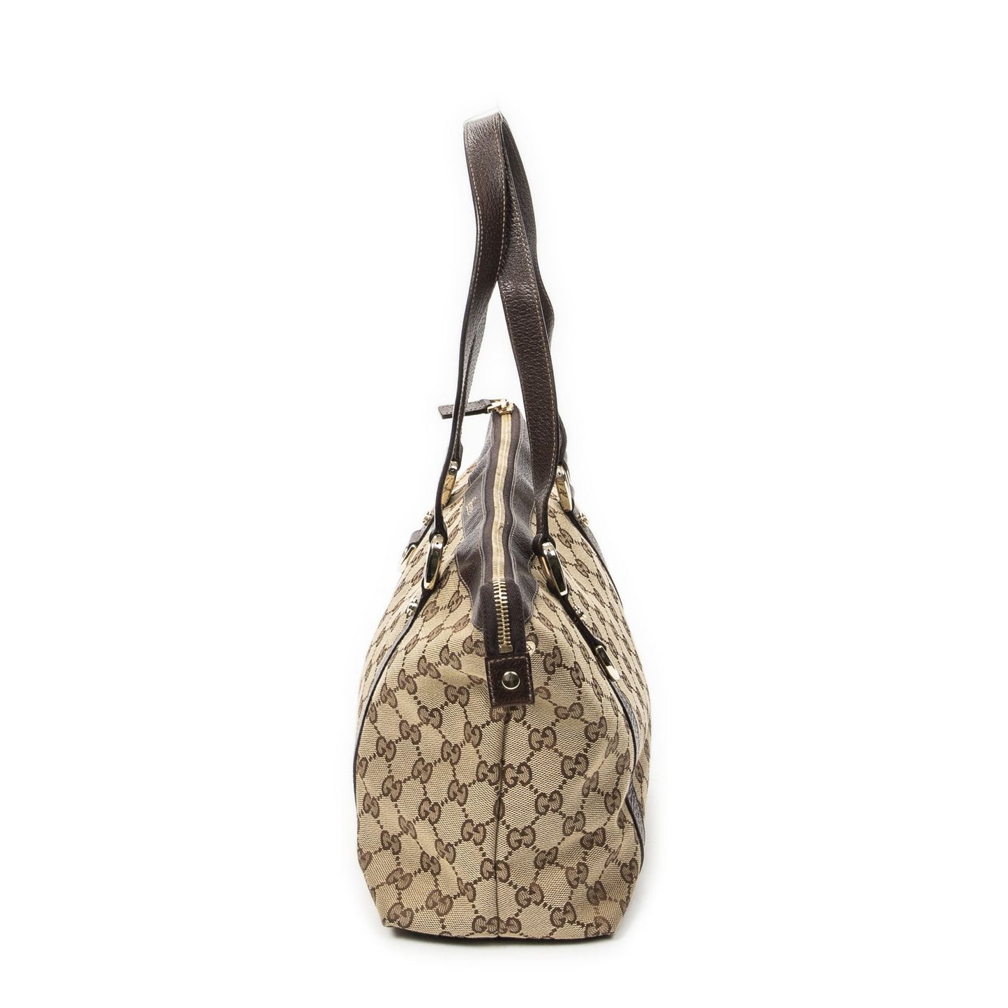 Gucci Abbey Zip Tote Beige Brown GG Canvas