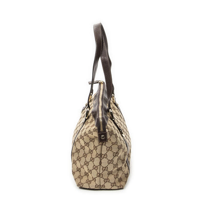 Gucci Abbey Zip Tote Beige Brown GG Canvas