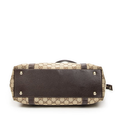 Gucci Abbey Zip Tote Beige Brown GG Canvas