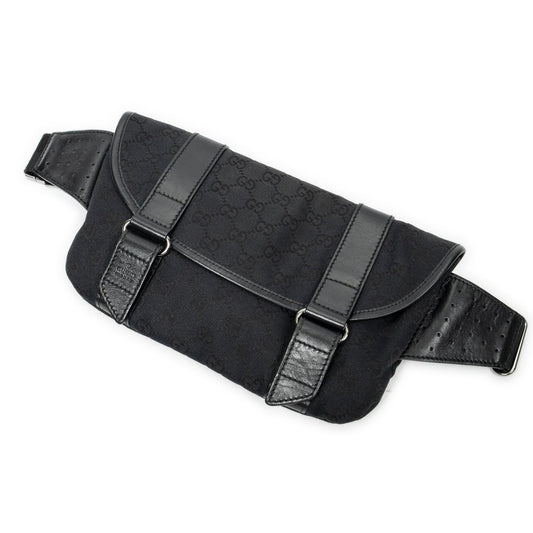 Gucci Flap Waist Bag Black GG Canvas