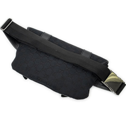 Gucci Flap Waist Bag Black GG Canvas