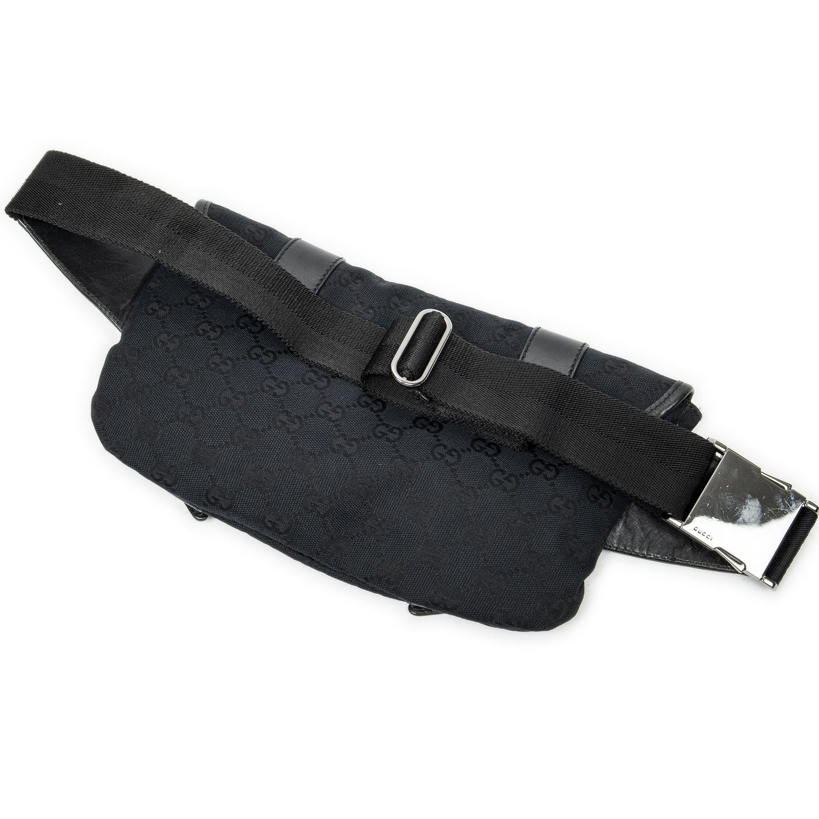 Gucci Flap Waist Bag Black GG Canvas