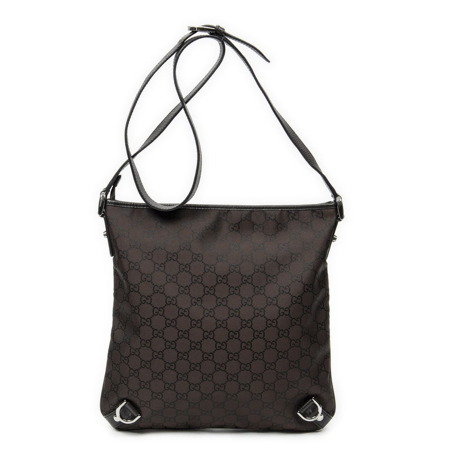 Gucci Abbey Dring Crossbody Dark Brown GG Nylon Canvas