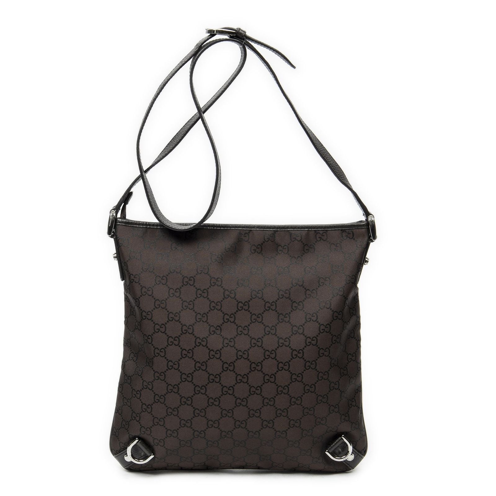 Gucci Abbey Dring Crossbody Dark Brown GG Nylon Canvas