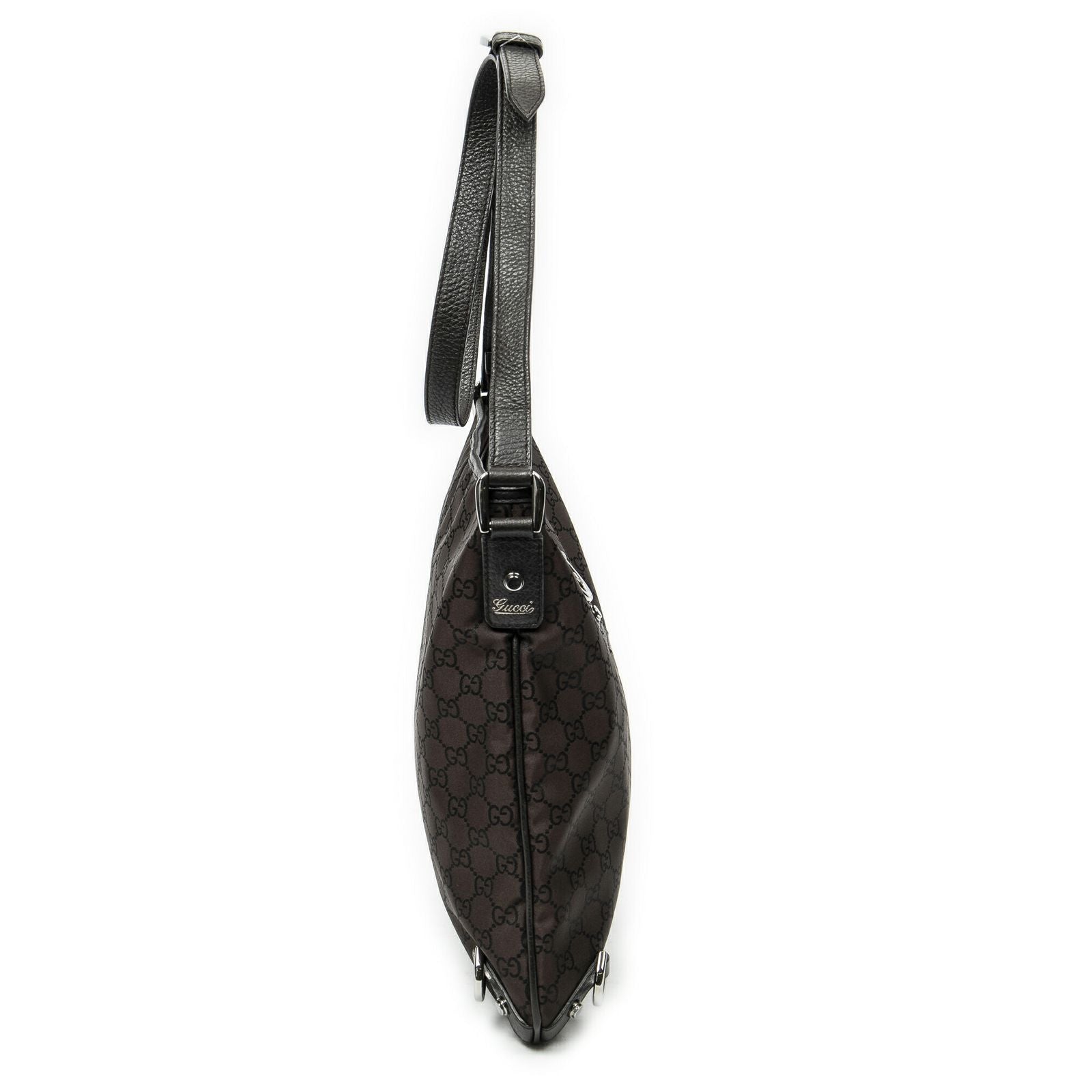 Gucci Abbey Dring Crossbody Dark Brown GG Nylon Canvas