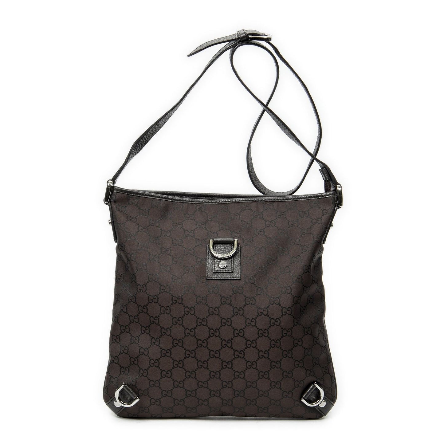 Gucci Abbey Dring Crossbody Dark Brown GG Nylon Canvas