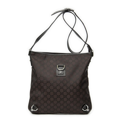 Gucci Abbey Dring Crossbody Dark Brown GG Nylon Canvas