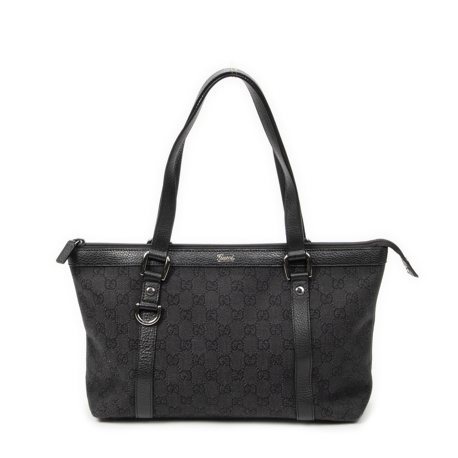 Gucci Abbey Zip Tote Black GG Denim Canvas
