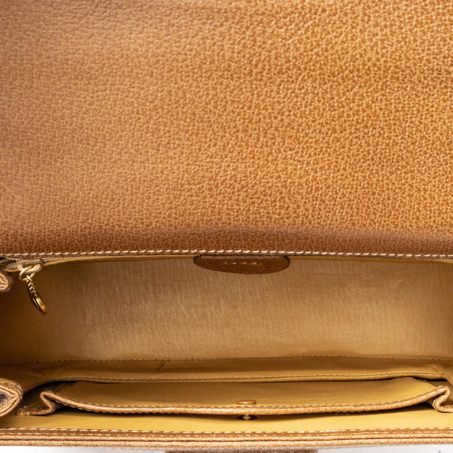 Gucci Vintage Flap Top Handle Brown Gray Calfskin Leather